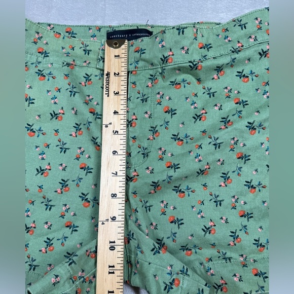 Anthropologie X Sanctuary Green Pink Red Floral Rose Cotton Blend Shorts 32 - Picture 9 of 16